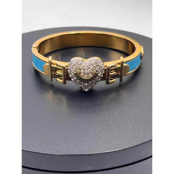 Juicy Couture Blue Leather Pave
Heart Hinged Gold Tone Buckle Bangle - Picture 9 of 9
